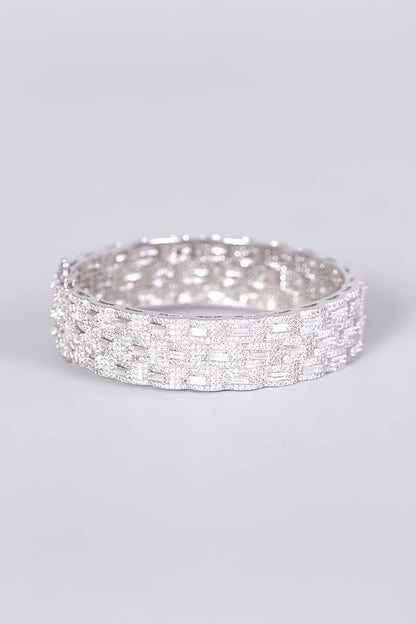 White Finish Faux Diamond Bangle