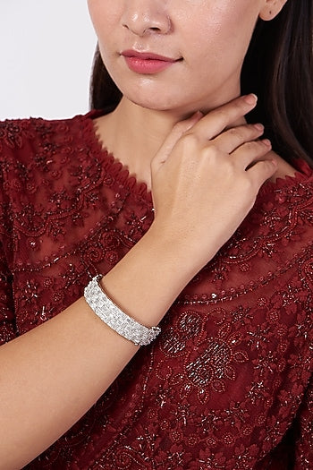 White Finish Faux Diamond Bangle
