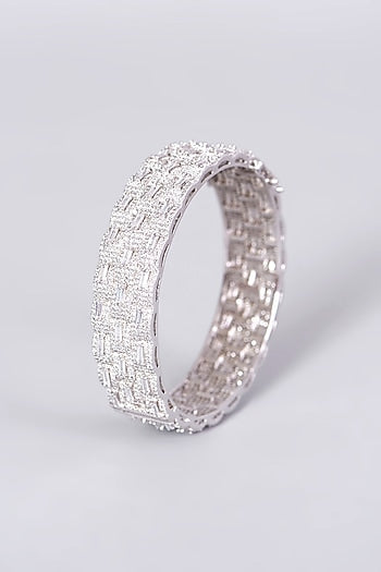 White Finish Faux Diamond Bangle