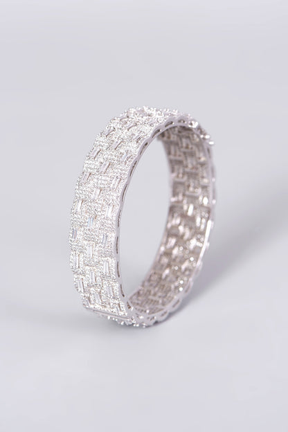 White Finish Faux Diamond Bangle
