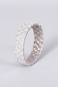 White Finish Faux Diamond Bangle