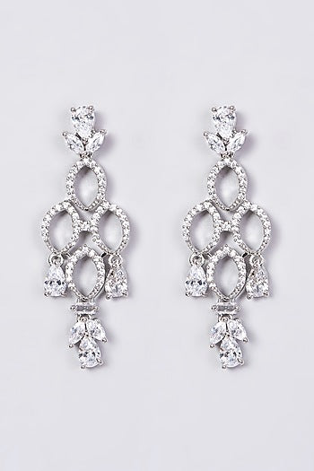 White Finish Faux Diamond Necklace Set
