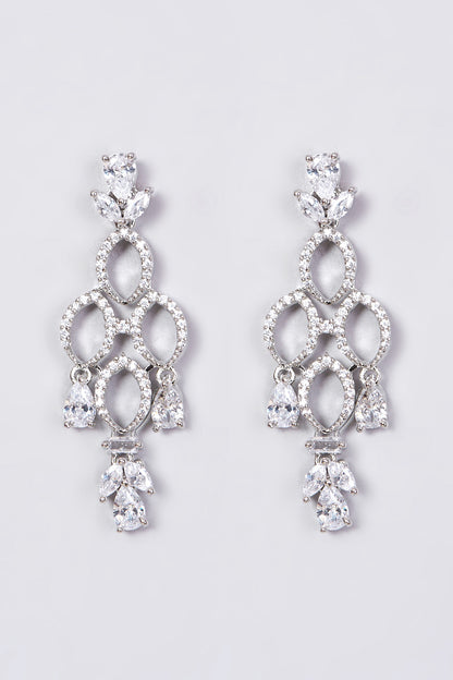 White Finish Faux Diamond Necklace Set