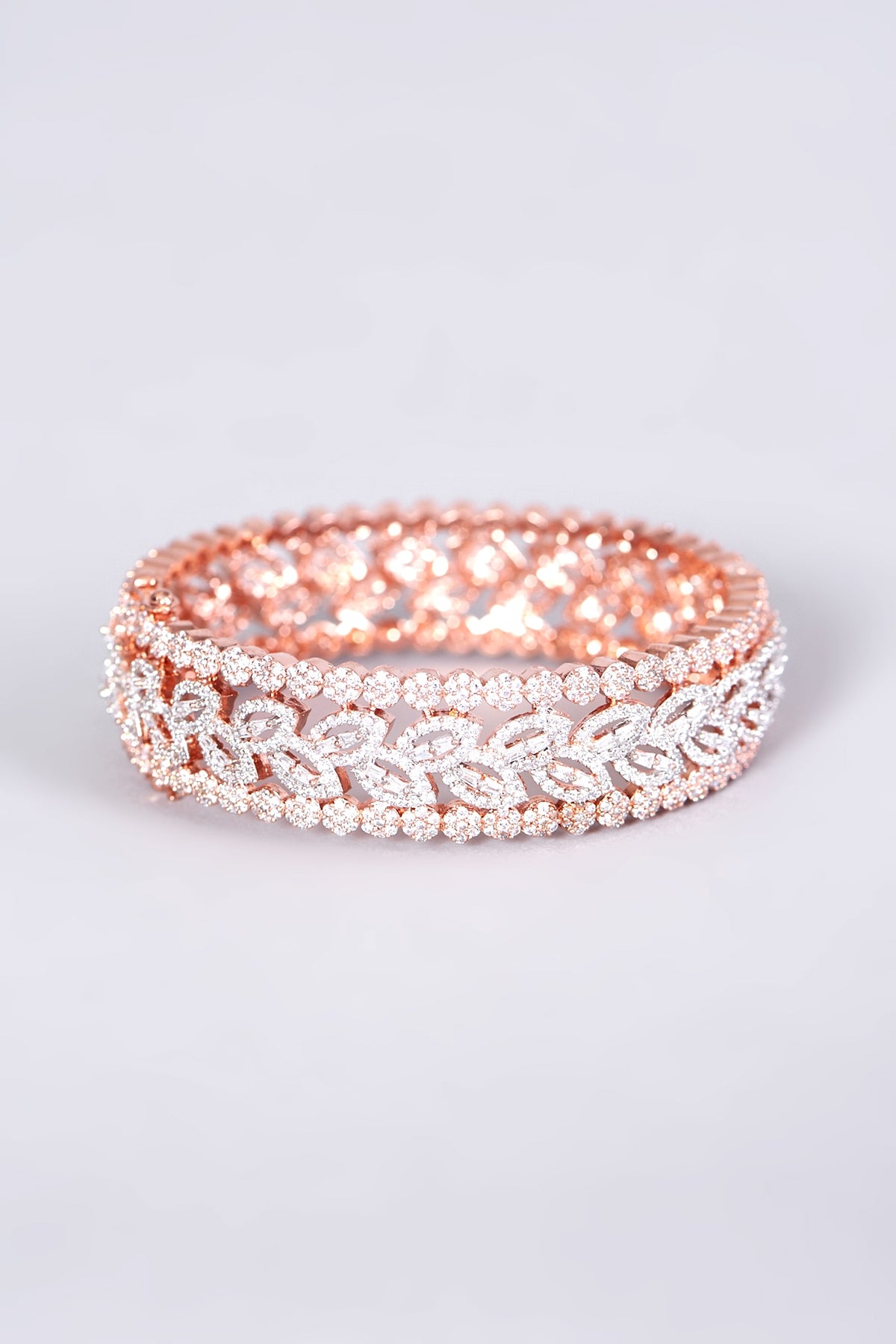 Rose Gold Finish Faux Diamond Bangle