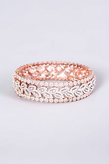 Rose Gold Finish Faux Diamond Bangle