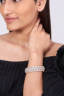 Rose Gold Finish Faux Diamond Bangle
