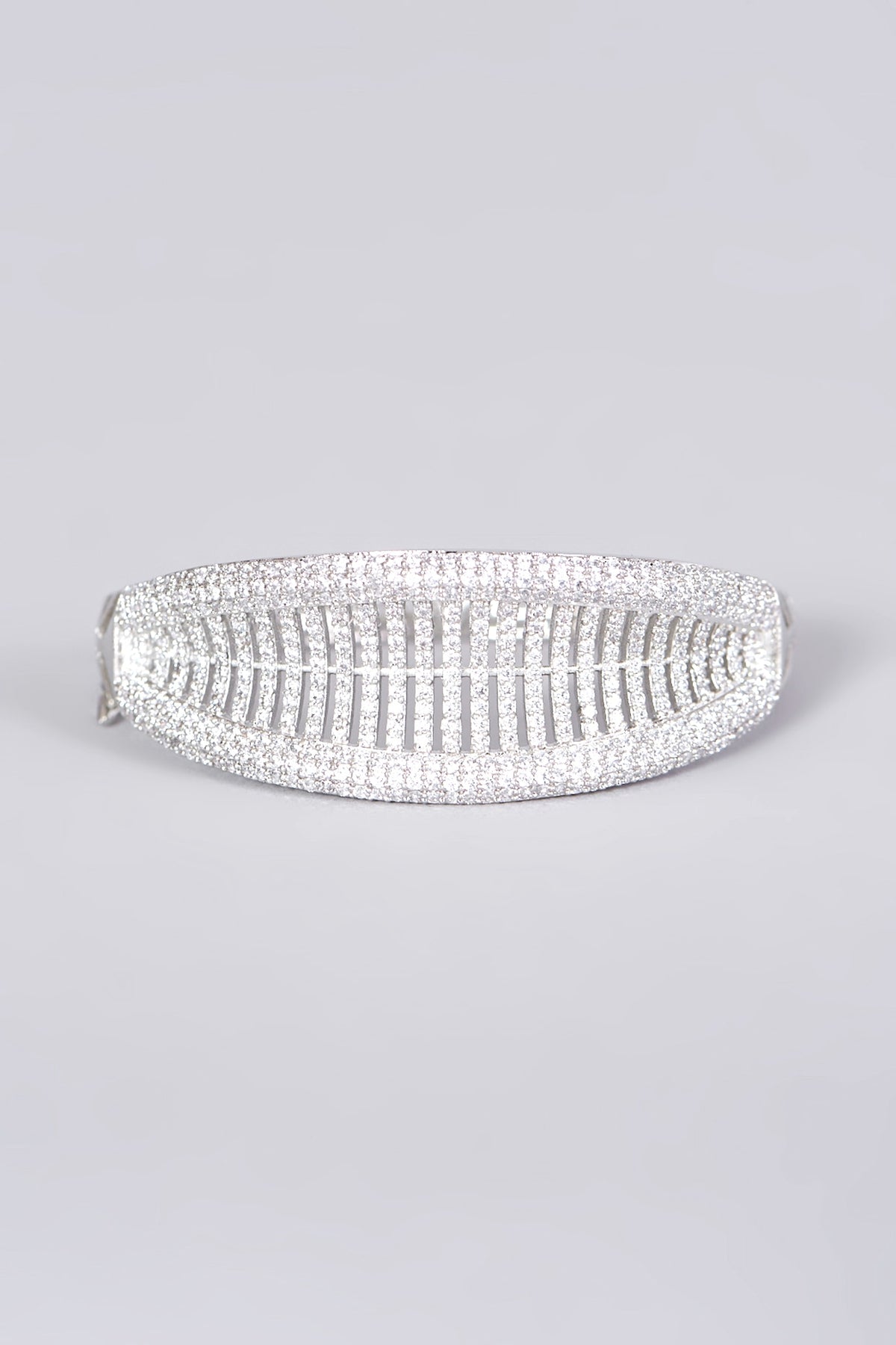 White Finish Bangle With Faux Diamonds