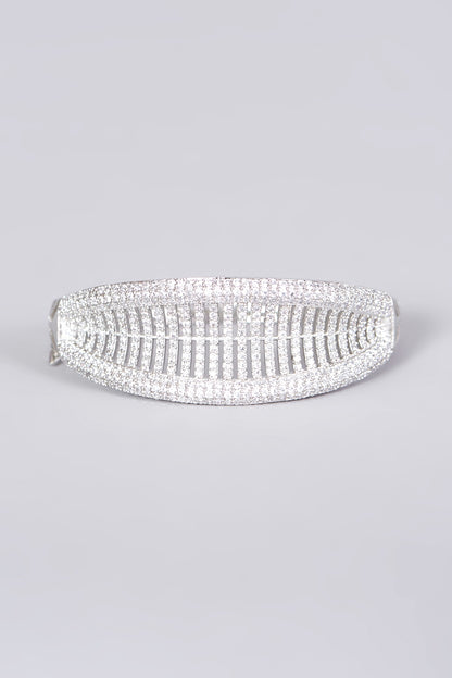 White Finish Bangle With Faux Diamonds