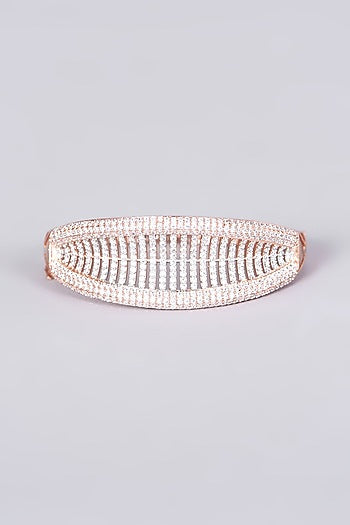 Rose Gold Finish Bangle With Faux Diamonds