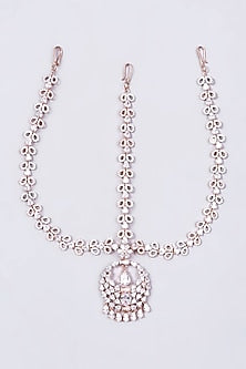 Rose Gold Finish Faux Diamond Matha Patti