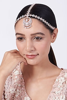 Rose Gold Finish Faux Diamond Matha Patti