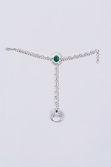 White Finish Faux Diamonds & Zircons Hand Harness