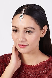 Rose Gold Finish Maang Tikka With Diamonds