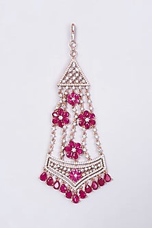 Rose Gold Finish Pink Synthetic Stone Pasa