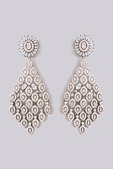 Two Tone Finish Faux Diamond Earrings