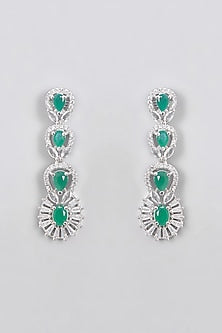 White Finish Zircon & Green Stone Necklace Set