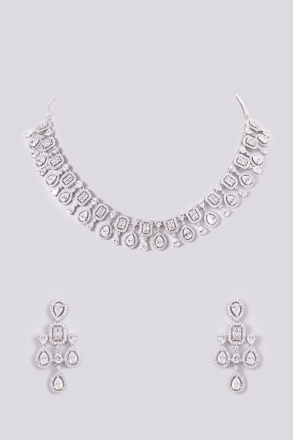 White Finish Zircon Necklace Set