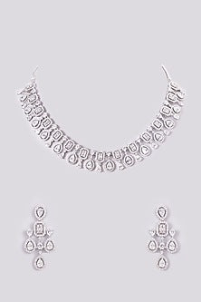 White Finish Zircon Necklace Set