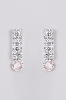 White Finish Zircon & Pink Stone Necklace Set
