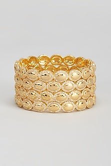 Gold Finish Zircon Bangles (Set of 4)