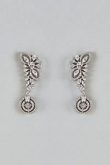 White Finish Zircons Dangler Earrings