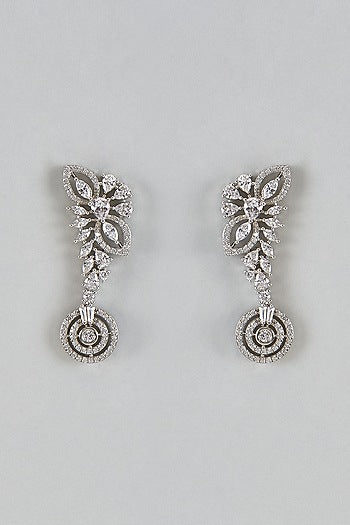 White Finish Zircons Dangler Earrings