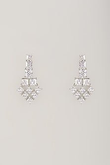 White Finish Synthetic Stone Dangler Earrings