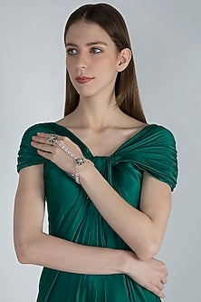 Rose Gold Finish Diamond & Stone Hath Phool