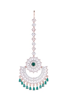 Rose Gold Finish Diamond & Stone Maang Tikka