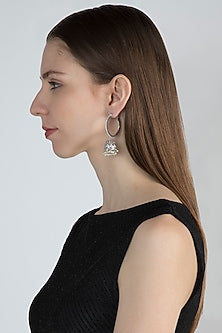 White Finish Diamond Jhumka Earrings