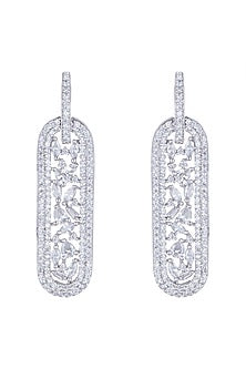 White Finish Faux Diamond Earrings