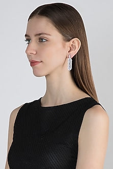 White Finish Faux Diamond Earrings