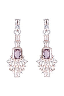 Rose Gold Finish Lavender Stone Earrings