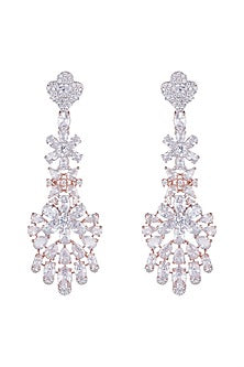 Rose Gold Finish Faux Diamond Long Earrings