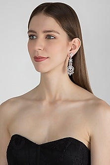 Rose Gold Finish Faux Diamond Long Earrings