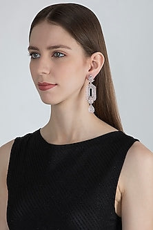 Rose Gold Finish Earrings With Faux Diamonds