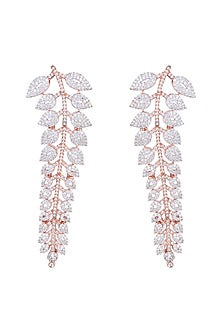 Rose Gold Finish Faux Diamond Dangler Earrings