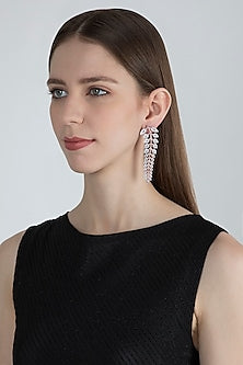 Rose Gold Finish Faux Diamond Dangler Earrings