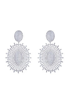 White Finish Faux Diamond Earrings