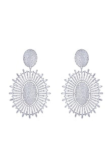 White Finish Faux Diamond Earrings