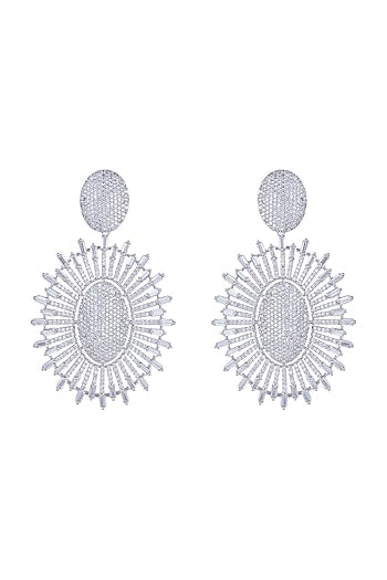White Finish Faux Diamond Earrings