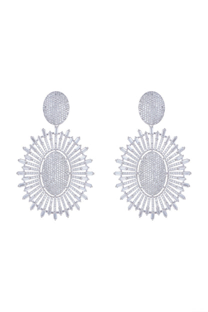 White Finish Faux Diamond Earrings