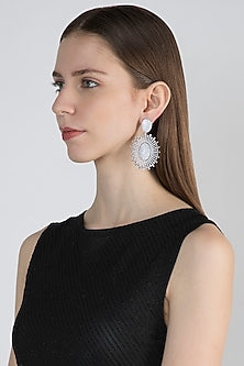 White Finish Faux Diamond Earrings