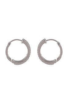 White Finish Diamond Bali Earrings