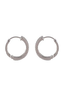 White Finish Diamond Bali Earrings