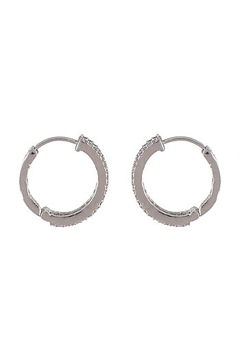 White Finish Diamond Bali Earrings