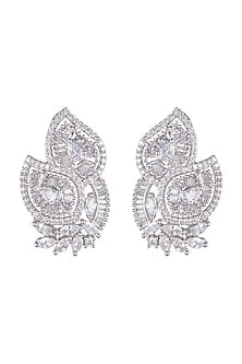 White Finish Diamond Stud Earrings
