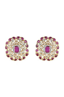 Gold Finish Kundan Stud Earrings