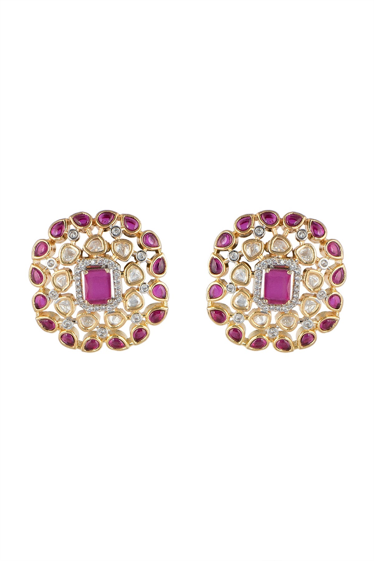 Gold Finish Kundan Stud Earrings