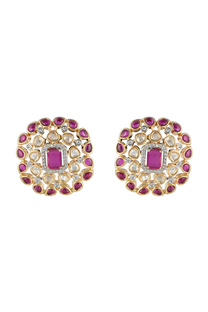 Gold Finish Kundan Stud Earrings